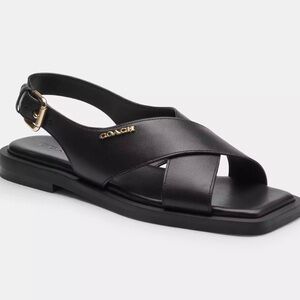 Coach Black Leather Criss Cross Sandal New Size 7.5